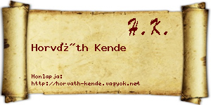 Horváth Kende névjegykártya